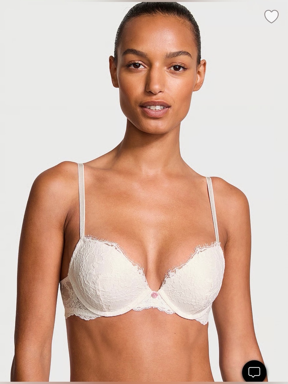 Victoria's Secret Ivory Lace Plunge Push-Up Bra Dream angels. Size 32D